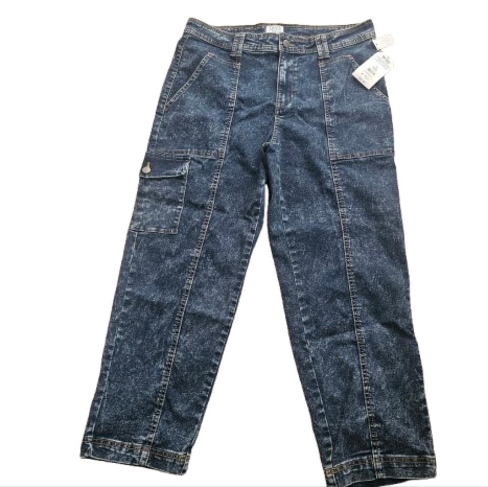 Time and Tru Dark Blue Acid Wash Denim High Rise Utility Jeans. NWTTime and Tru - Picture 2 of 10
